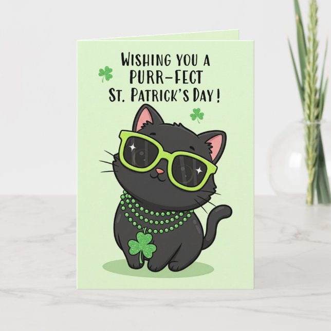 Happy St Patricks Day For Anyone Cute Kitten  Helgkort (Framsida)