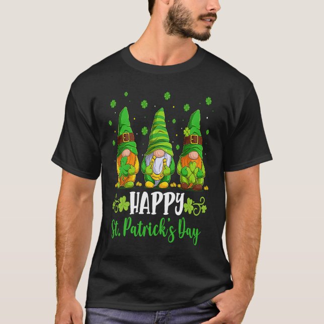 Happy St Patricks day gnomes Shamrock Lucky boys g T Shirt (Framsida)
