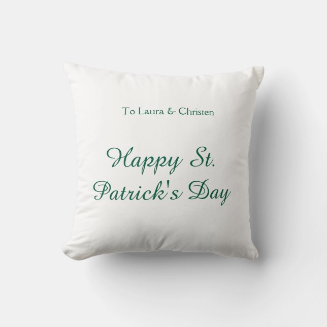 Happy St. Patrick's day green name date simple min Kudde (Framsida)