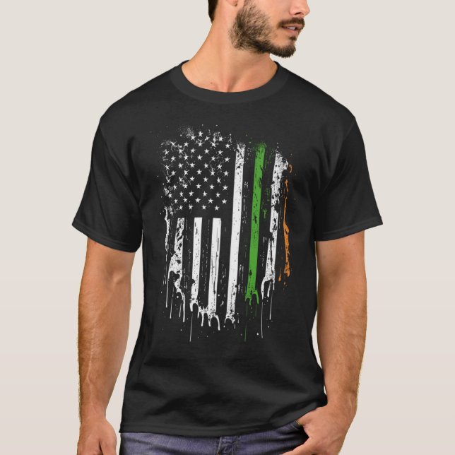 Happy St Patricks Day Irish American Flag Lucky Sh T Shirt (Framsida)