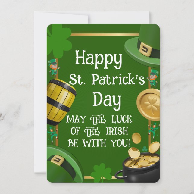 Happy St. Patrick's Day - Irish Blessing & Ornate Inbjudningar (Framsida)