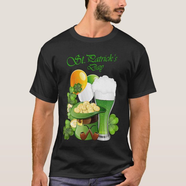 Happy St Patrick's Day Irish Drinking Team T Shirt (Framsida)