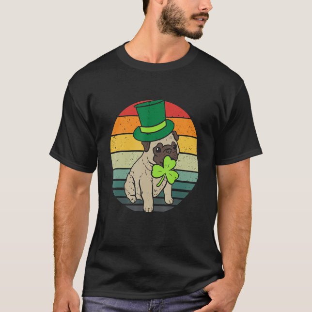 Happy St Patricks Day Irish Pug Dog Cute Saint Pad T Shirt (Framsida)