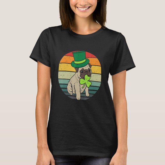 Happy St Patricks Day Irish Pug Dog Cute Saint Pad T Shirt (Framsida)