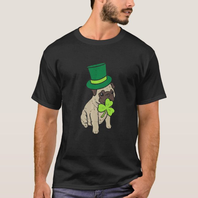 Happy St Patricks Day Irish Pug Dog Cute Saint Pad T Shirt (Framsida)