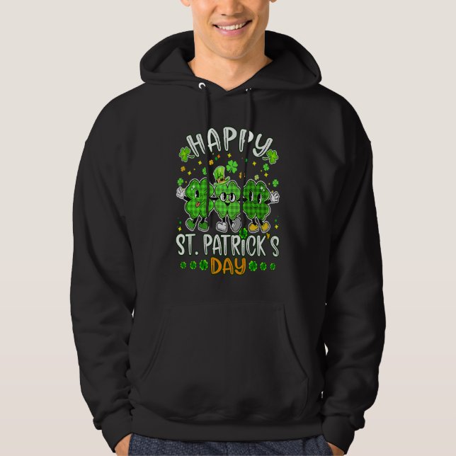 Happy St Patricks day Kid Buffalo Green Plaid Luck Hoodie (Framsida)