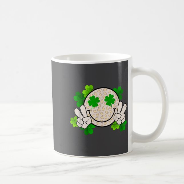 Happy St Patrick's Day Leopard Smile Face Irish Sh Kaffemugg (Höger)