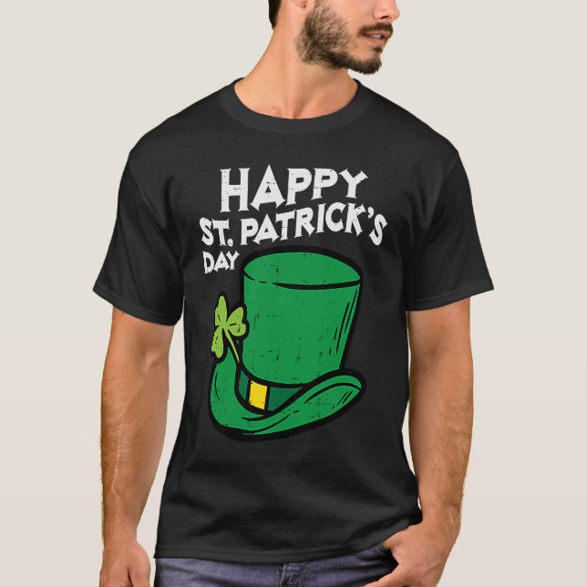 Happy St Patricks Day Leprechaun Hat Irish Men Wom T Shirt (Framsida)