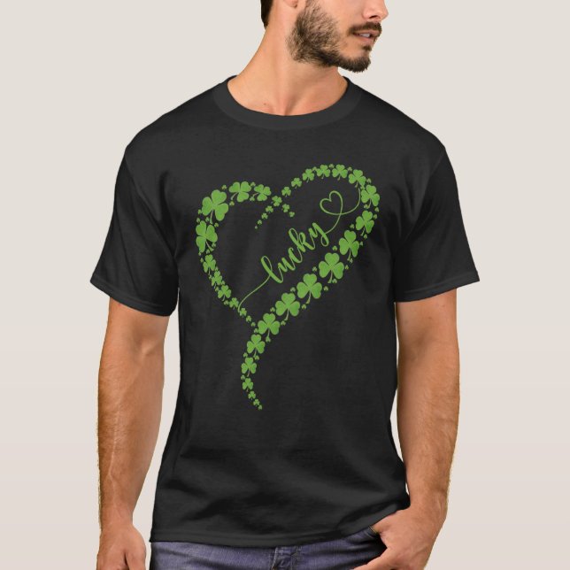 Happy St Patrick's Day Lucky Shamrock Heart St Pat T Shirt (Framsida)