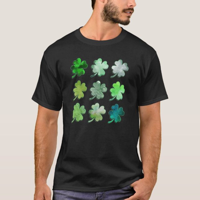 Happy St Patricks Day Lucky Shamrocks Four Leaf Cl T Shirt (Framsida)