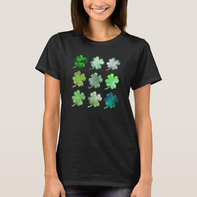 Happy St Patricks Day Lucky Shamrocks Four Leaf Cl T Shirt (Framsida)