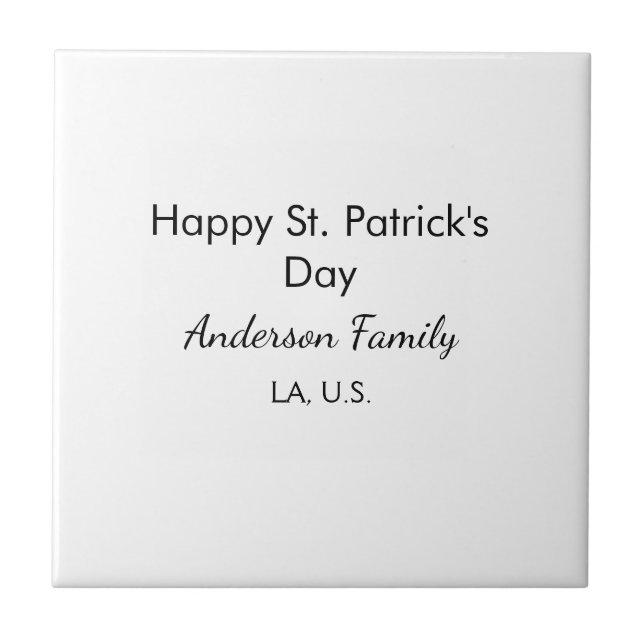Happy st. Patrick's day name family place simple g Kakelplatta (Framsidan)