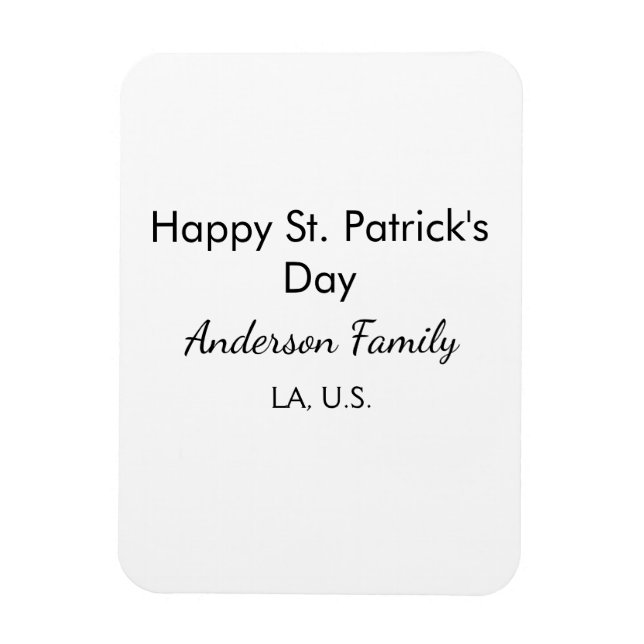 Happy st. Patrick's day name family place simple g Magnet (Vertikal)