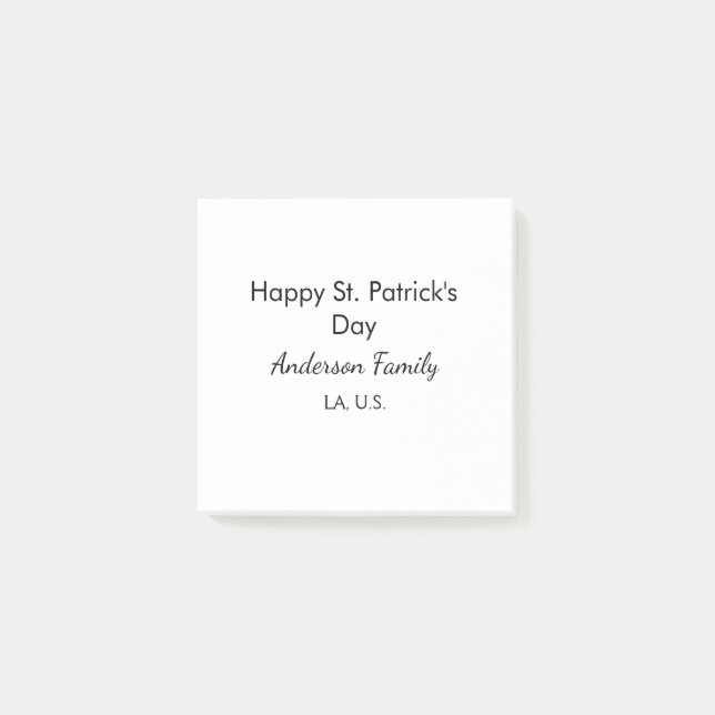 Happy st. Patrick's day name family place simple g Post-it Block (Framsida)