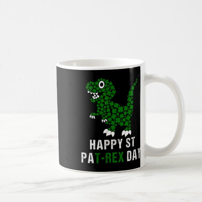 Happy St Patricks Day Patrex T-rex Dinosaur Funny  Kaffemugg (Höger)