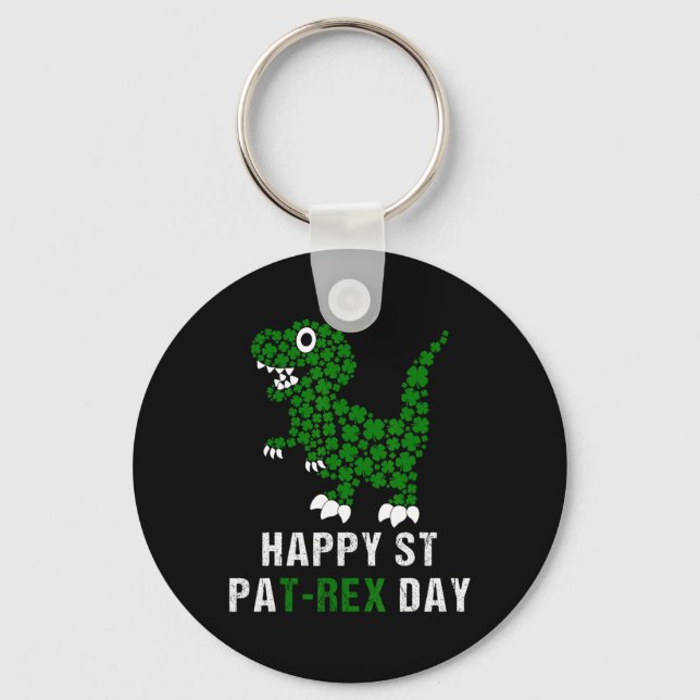 Happy St Patricks Day Patrex T-rex Dinosaur Funny  Nyckelring (Framsida)