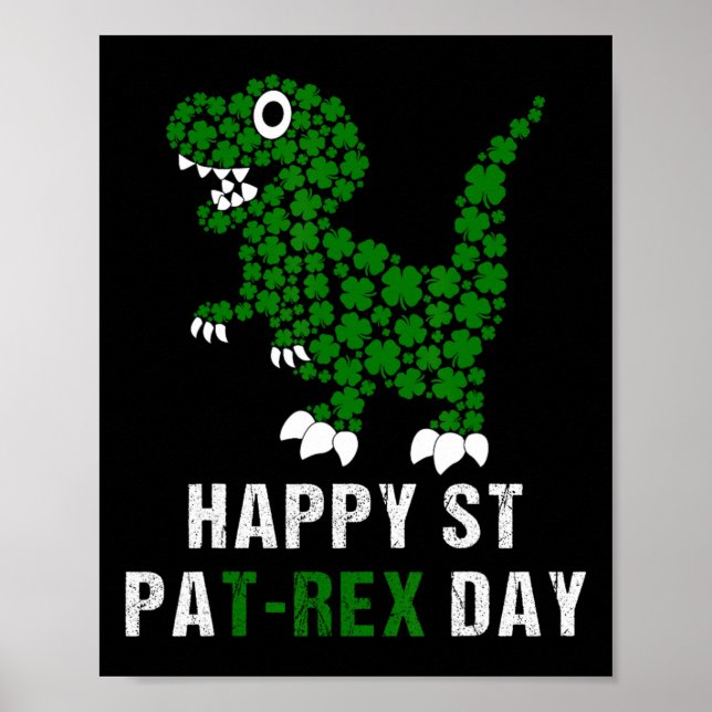Happy St Patricks Day Patrex T-rex Dinosaur Funny  Poster (Framsidan)