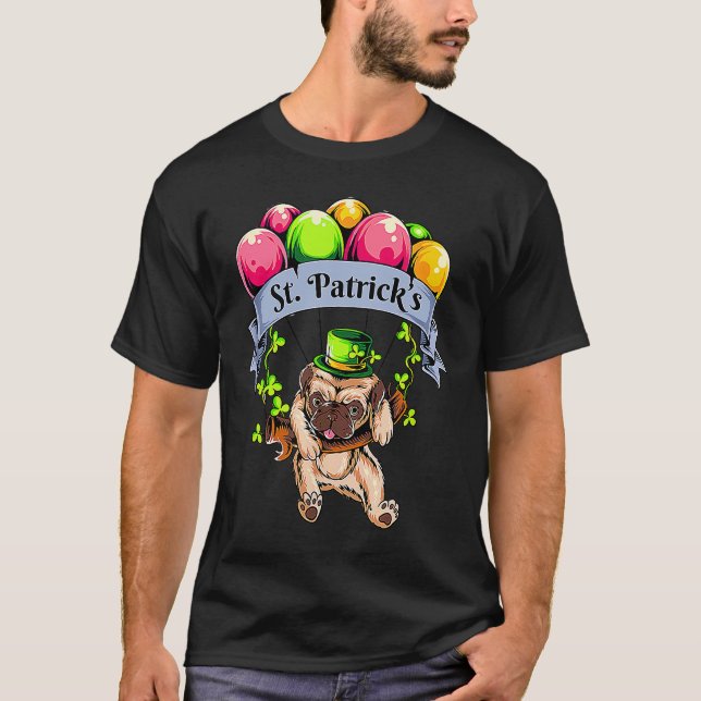 Happy St Patricks Day Pug  Cute Pug T Shirt (Framsida)