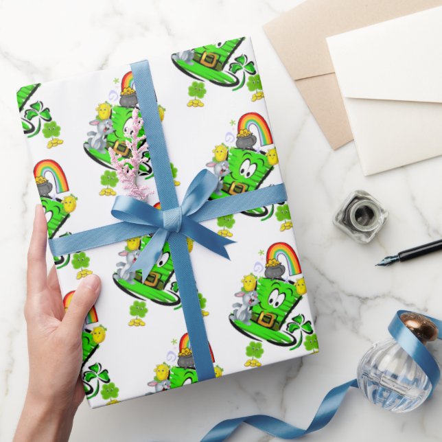 Happy St. Patrick's Day Rabbit Wrapping Paper Presentpapper (Gåvor)
