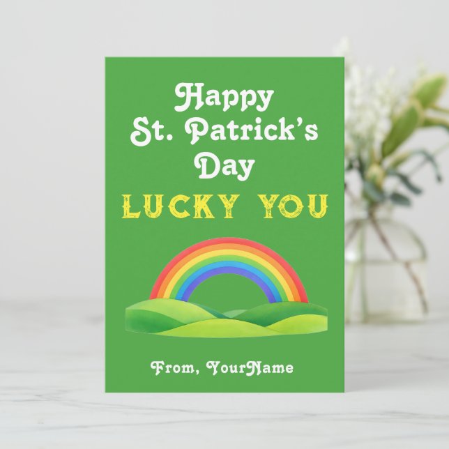 Happy St. Patrick's Day Rainbow Greeting Card Inbjudningar (Stående Fram)