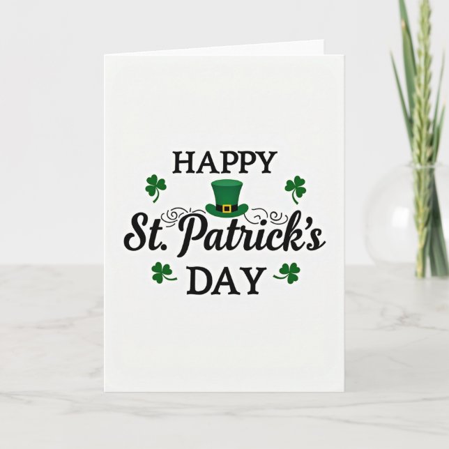 Happy St Patricks Day Script Card Kort (Framsida)