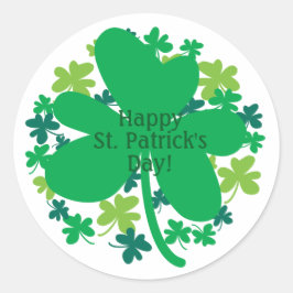 Happy St. Patrick's Day Shamrock Clover Stickers Runt Klistermärke