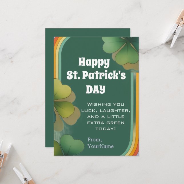 Happy St. Patrick's Day Shamrock Greeting Card Inbjudningar (Fram/Back In Situ)