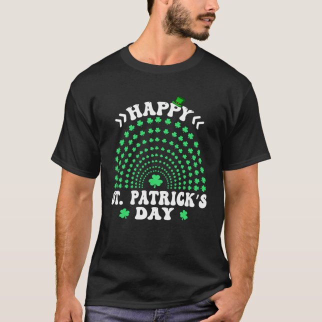 Happy St Patricks Day Shamrock Irish Rainbow Leopa T Shirt (Framsida)