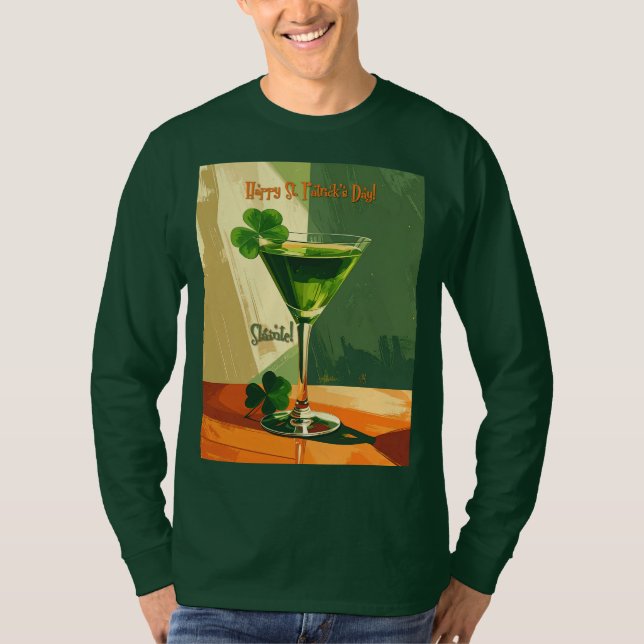 Happy St. Patrick's Day Shamrock Martini  T Shirt (Framsida)