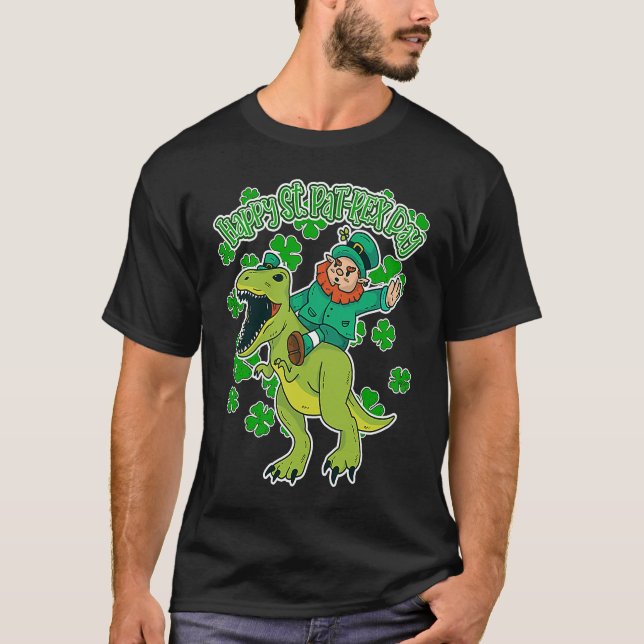 Happy St Patricks Day St Pat Rex Rex Leprechaun Sh T Shirt (Framsida)