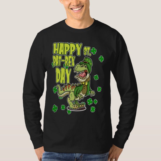 Happy St Patricks Day St Pat Rex Rex Shamrock C T Shirt (Framsida)