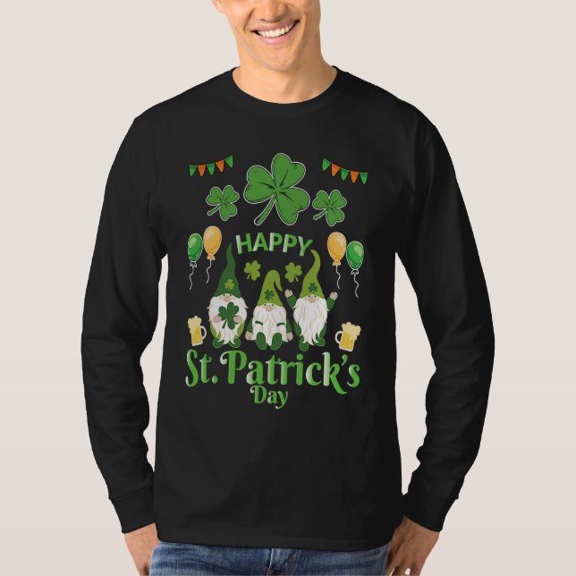 Happy St Patrick's Day Three Gnome Irish Flag Sham T Shirt (Framsida)