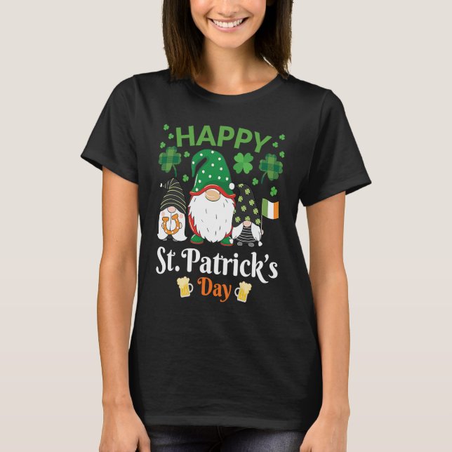 Happy St Patrick's Day Three Gnome Irish Flag Sham T Shirt (Framsida)