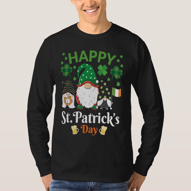 Happy St Patrick's Day Three Gnome Irish Flag Sham T Shirt (Framsida)