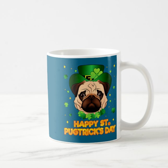 Happy St Patricks Pugtricks Day Irish Pug Leprecha Kaffemugg (Höger)