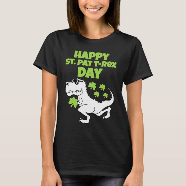 Happy St Patricks T Rex Day Women Men Boy Girl Kid T Shirt (Framsida)