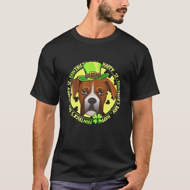 Happy St Pawtricks Day Boxer Dog Lover St. Patrick T Shirt (Framsida)