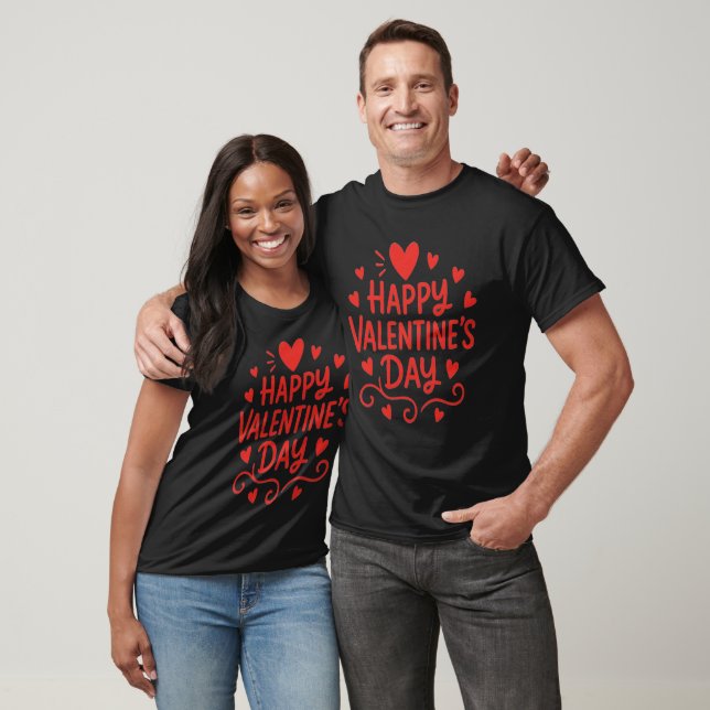 Happy St. Valentines Day Black  T Shirt (Unisex)