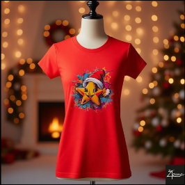 Happy Star Santa Hat Paint Splatter T Shirt