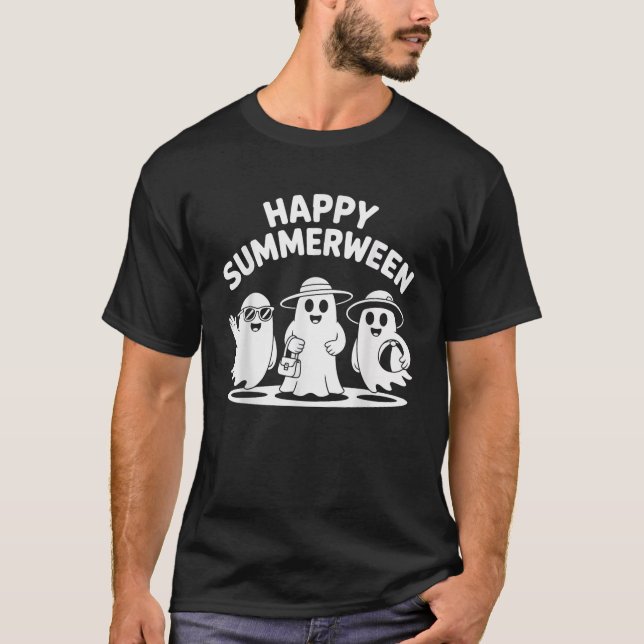 Happy Summerween Ghosts Vibes Fun Halloween  T Shirt (Framsida)