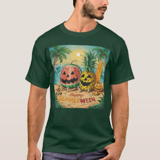 Happy Summerween Watermelon Pineapple Beach Vibes  T Shirt