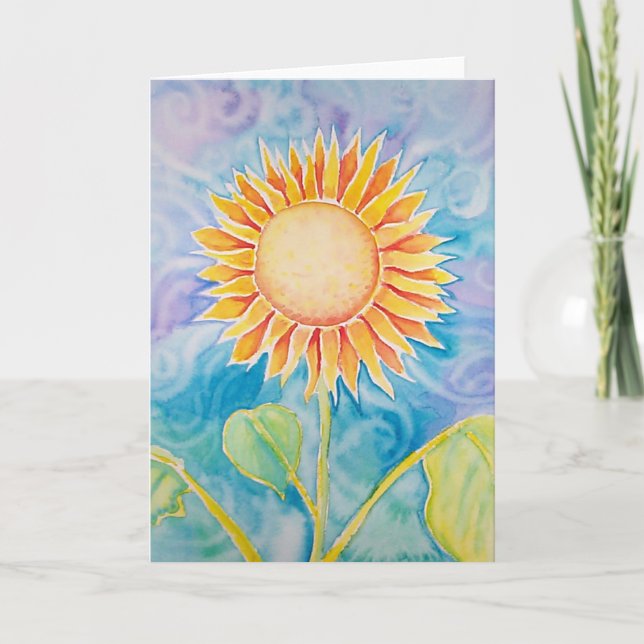 Happy Sunflower Card ~ Blank by Molly Harrison Kort (Framsida)