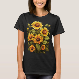 Happy Sunflower Garden – Cute Smiling Sunflowers  T Shirt