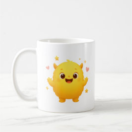 Happy Sunshine Monster Kids Mug — Cheerful Yellow Kaffemugg