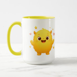 Happy Sunshine Monster Kids Mug — Cheerful Yellow Mugg