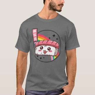Happy Sushi Rainbow Retro Japan Style Otaku Vaporw T Shirt