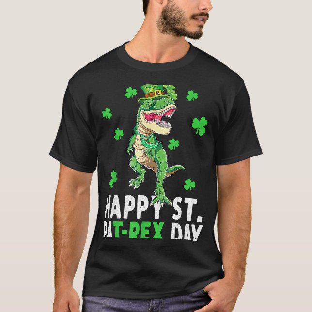 Happy T Rex Dinosaur Saint Patrick's Day For Boys  T Shirt (Framsida)