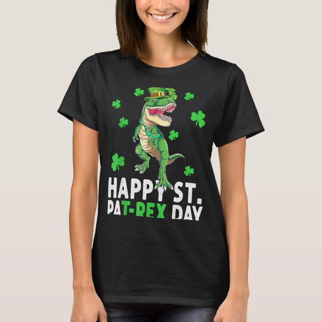 Happy T Rex Dinosaur Saint Patrick's Day For Boys  T Shirt (Framsida)
