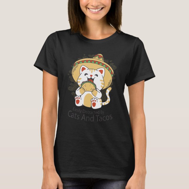 Happy Taco Cat Tuesday with Sombrero T Shirt (Framsida)