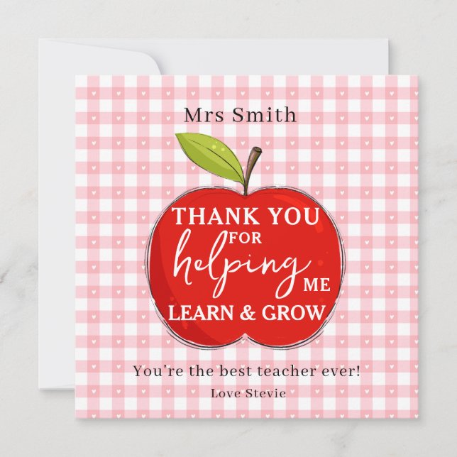 Happy Teacher Appreciation Card | Red Apple Pink  Julkort (Framsida)